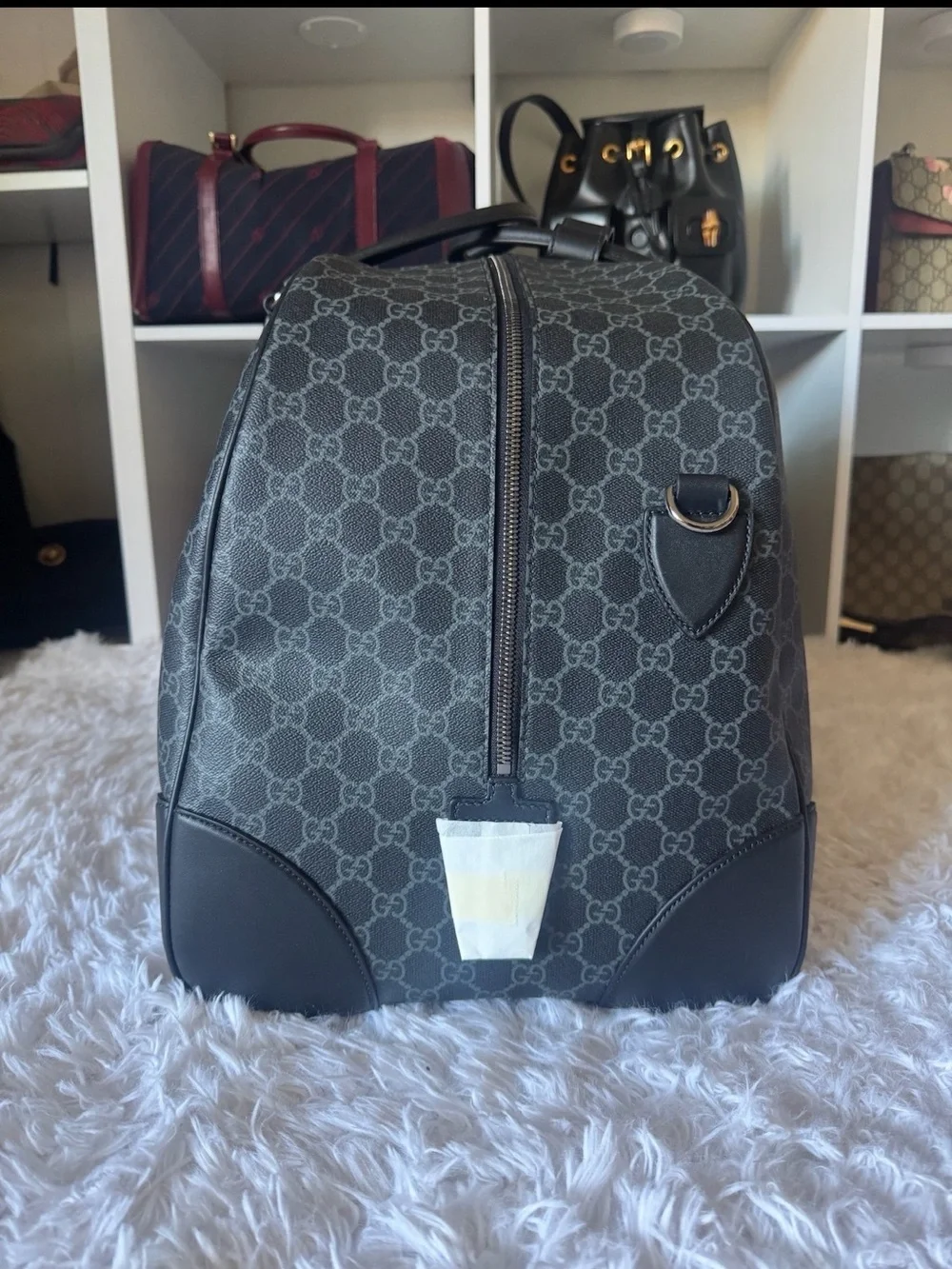 Gucci Black & Gray GG Supreme Duffel Bag